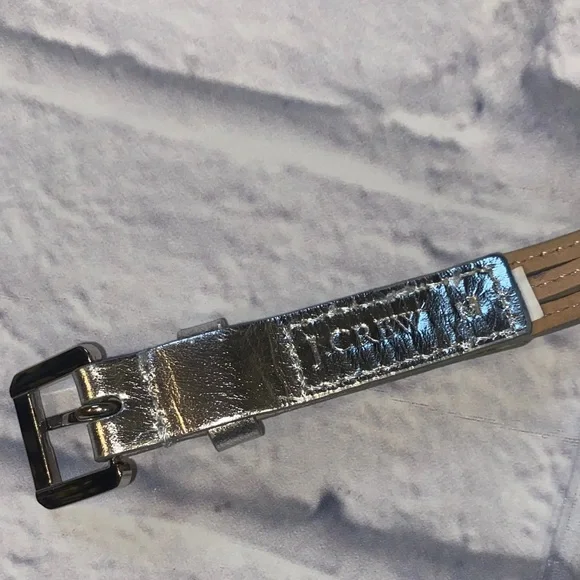 J. Crew Multi-Strand Skinny Leather Belt Size M Silver - Picture 3 of 9